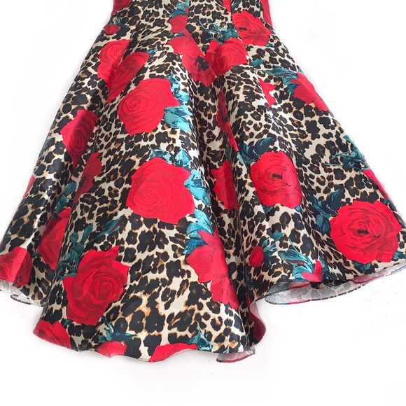 Cheetah Rose Print Flute Skirt- Size 11-12 - Picture 4 of 6